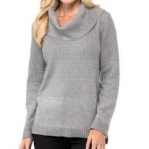 CALVIN KLEIN Cowl Neck Grey Pull Over Sweater Tunic Top Size Large